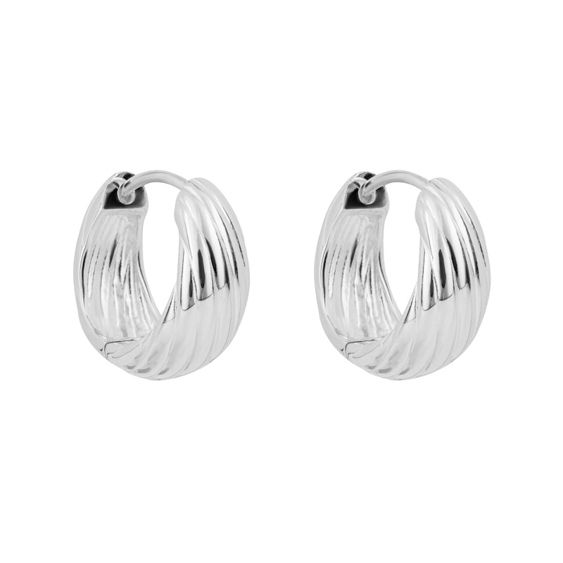 Main Image 1 of Sterling Silver Curved Linear Hoop Earrings