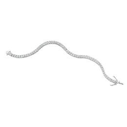 Sterling Silver 7.5" Cubic Zirconia Princess Cut Tennis Bracelet
