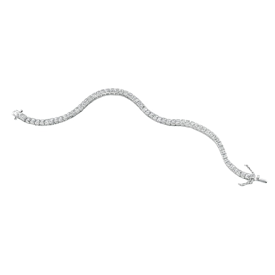 Sterling Silver 7.5 Cubic Zirconia Princess Cut Tennis Brace