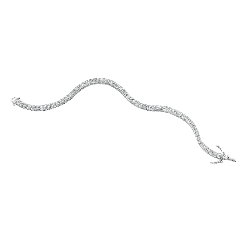 Main Image 1 of Sterling Silver 7.5" Cubic Zirconia Princess Cut Tennis Bracelet
