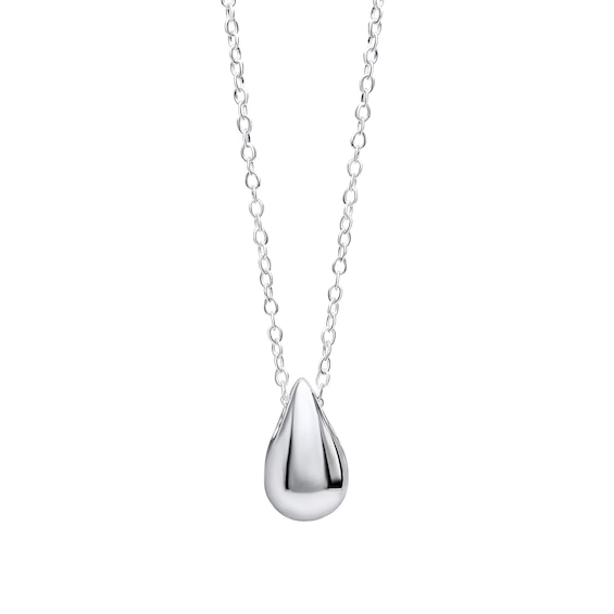 Sterling Silver 17.75 Polished Droplet Pendant Necklace