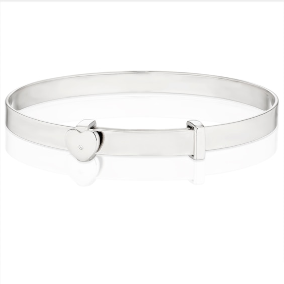 Children's Platinum Plated Sterling Silver Cubic Zirconia Expandable Bangle