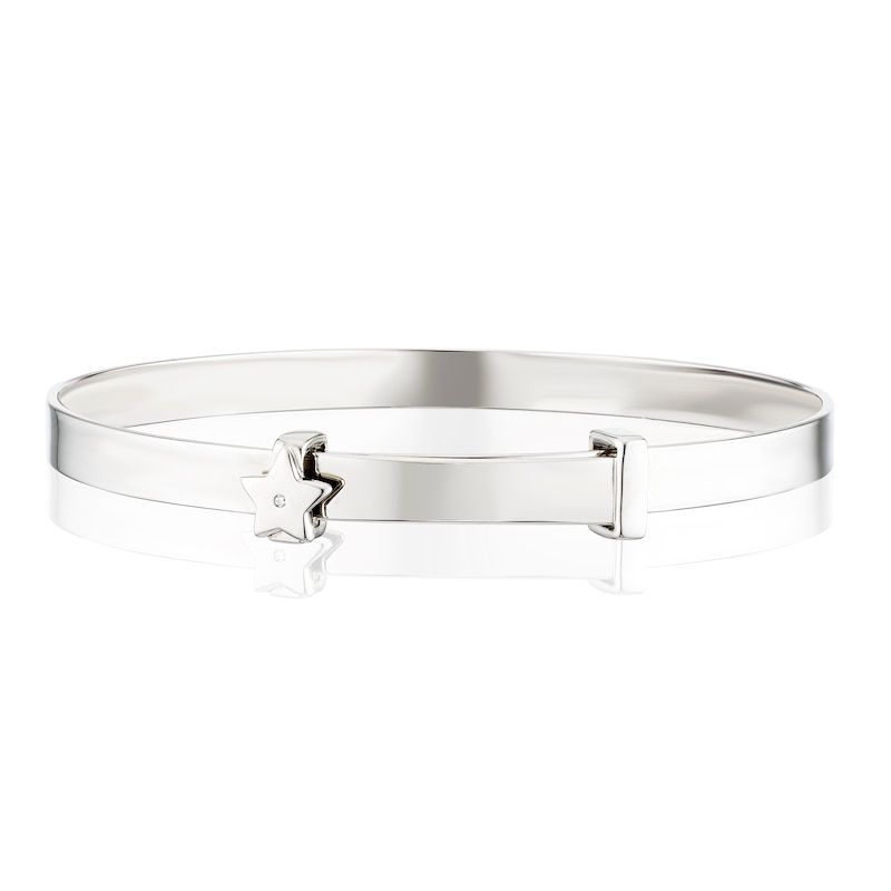 Main Image 1 of Children's Platinum Plated Sterling Silver Cubic Zirconia Expandable Bangle