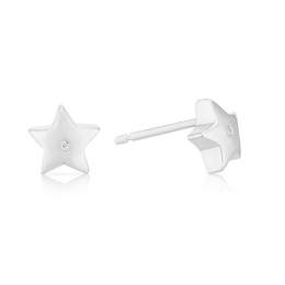 Children's Platinum Plated Sterling Silver Cubic Zirconia Star Shaped Stud Earrings
