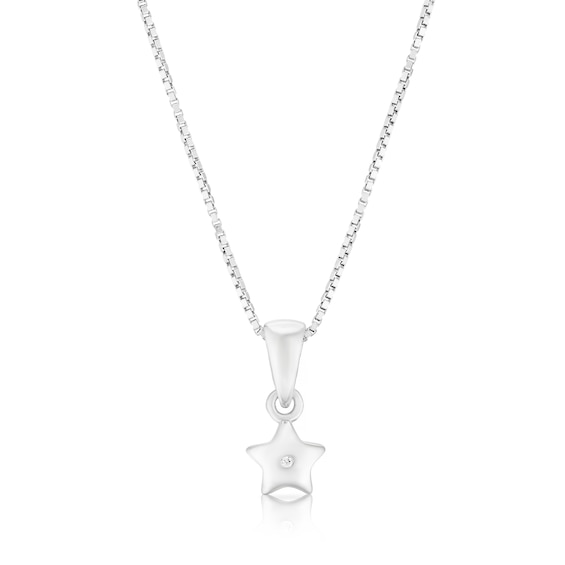 Children's Platinum Plated Sterling Silver 13.7+2" Cubic Zirconia Star Pendant
