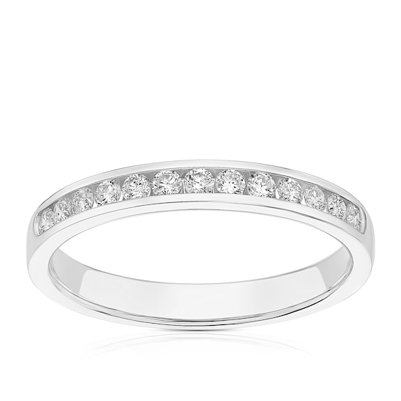 9ct White Gold Channel Set Eternity 0.25ct Diamond Ring