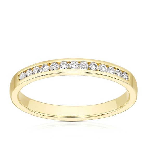 9ct Yellow Gold Channel Set Eternity 0.15ct Diamond Ring