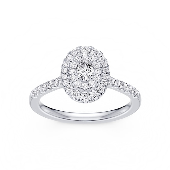 Engagement Ring Platinum Oval Shaped Halo 0.50ct Diamond Ring