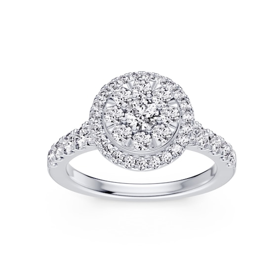 Platinum 1ct Diamond Oval Shaped Halo Ring