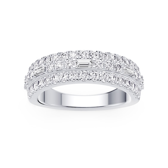 Platinum Round and Baguette Cut Eternity 1ct Diamond Ring