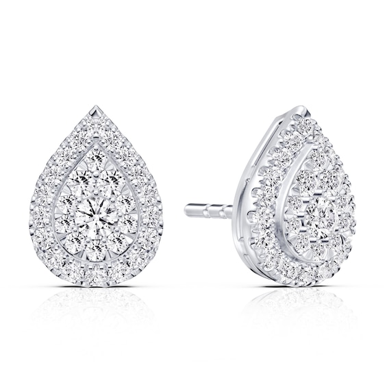 Platinum 0.50ct Diamond Pear Shaped Stud Earrings