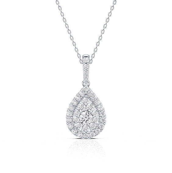 Platinum 0.50ct Diamond Pear Shaped Cluster Pendant