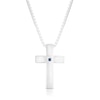 Thumbnail Image 1 of Sterling Silver & Sapphire Large Cross Shaped Pendant