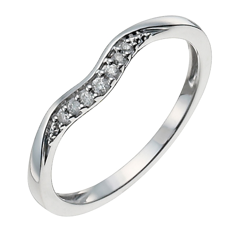 9ct White Gold Shaped Diamond Ring