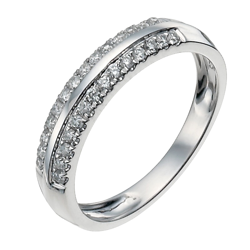 Main Image 1 of 9ct White Gold Two Row 0.25ct Diamond Ring