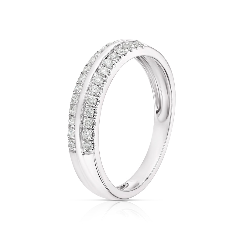 Main Image 2 of 9ct White Gold Two Row 0.25ct Diamond Ring