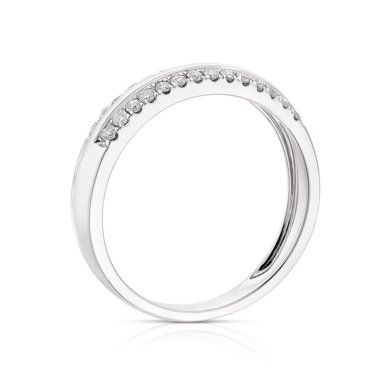 Main Image 3 of 9ct White Gold Two Row 0.25ct Diamond Ring