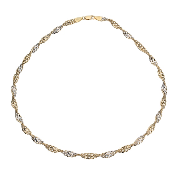 9ct Yellow Gold Two Colour Twist Chain