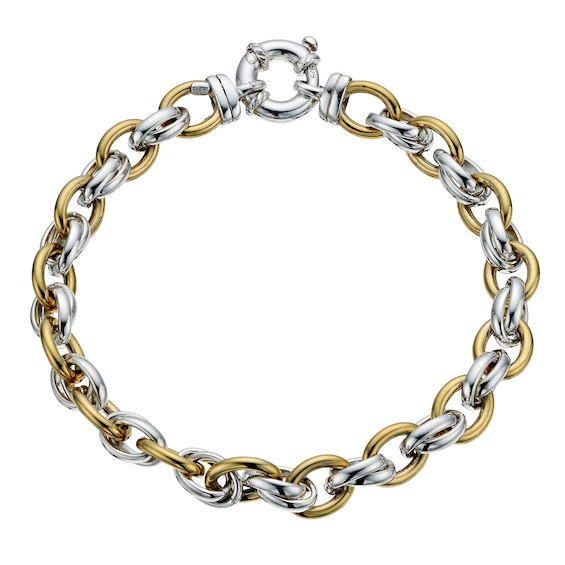 9ct Yellow Gold & Sterling Silver 7.5" Linked Bracelet