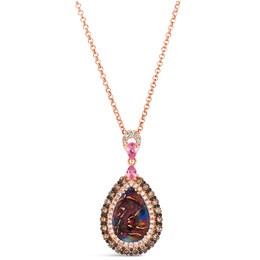 Le Vian 18ct Rose Gold Aquadite Bubble Gum Pink Sapphire & Diamond Pear Shaped Pendant