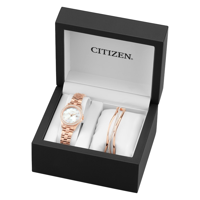 Citizen Silhouette Rose Gold Plated Bracelet & Watch Set