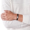 Thumbnail Image 1 of Emporio Armani Men's Black Leather & Grey IP Bracelet