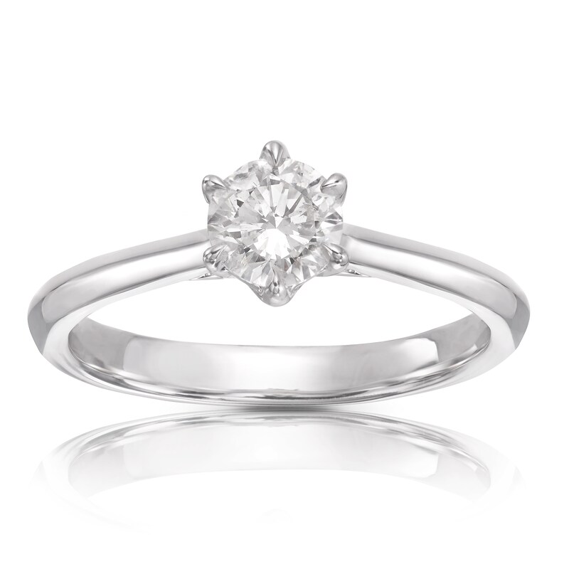 14ct White Gold 0.50ct Diamond Six Claw Solitaire Ring