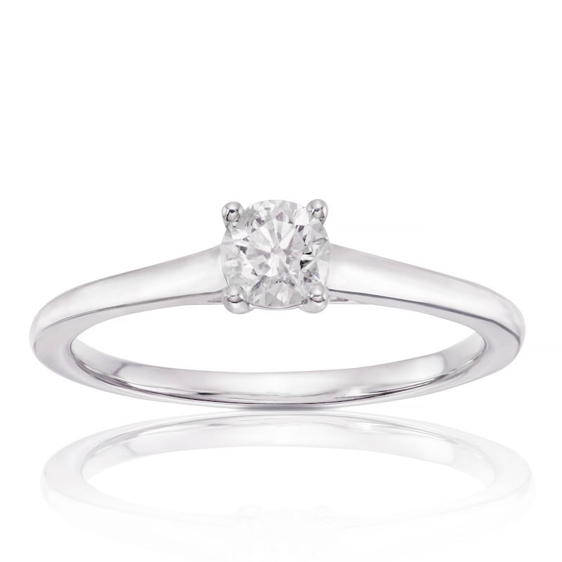 14ct White Gold 0.33ct Diamond Four Claw Solitaire Ring