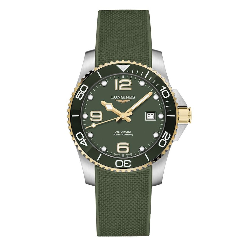 Longines HydroConquest Men's Green Rubber Strap Watch