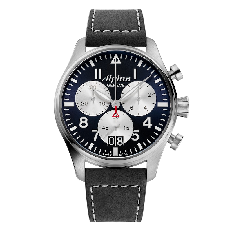 Alpina Startimer Pilot Men’s Black Leather Strap Watch