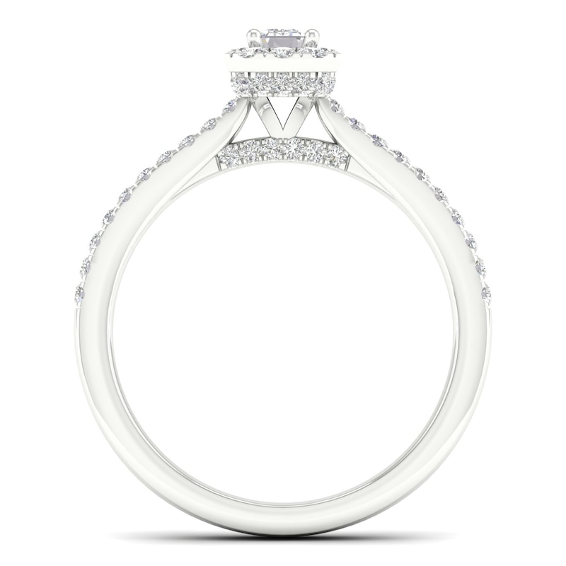 18ct White Gold & Platinum 0.50ct Diamond Halo Ring