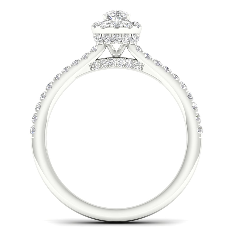 18ct White Gold & Platinum 0.50ct Diamond Pear Halo Ring
