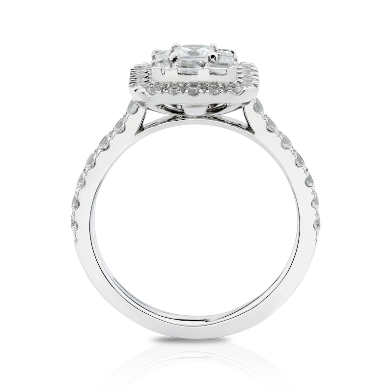 Platinum 1ct Diamond Princess Shape Cluster Ring