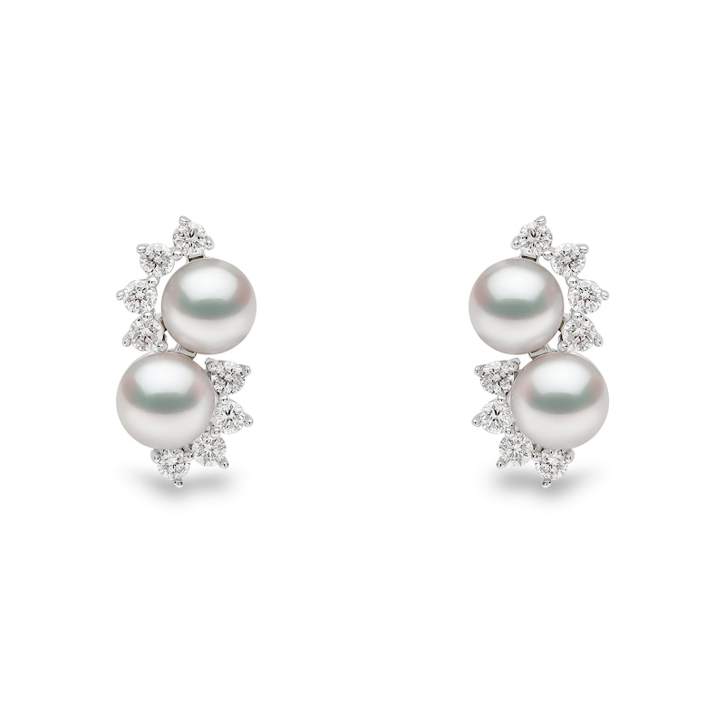 Yoko London 18ct White Gold Pearl & 0.16ct Diamond Earrings