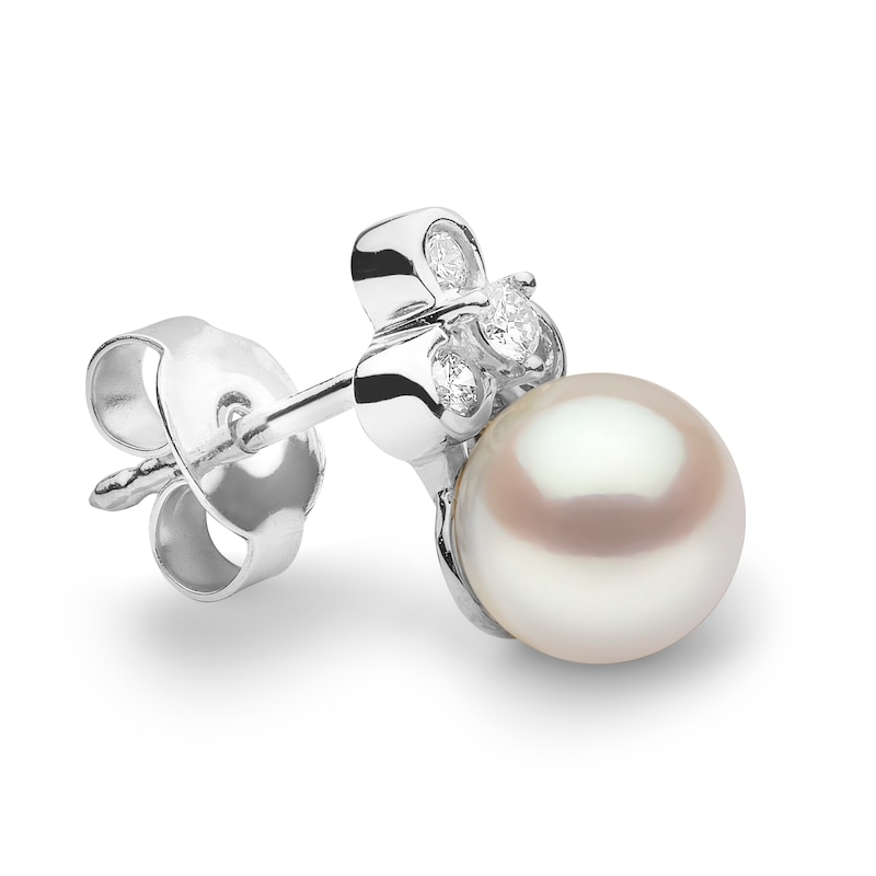 Yoko London 18ct White Gold Pearl & 0.16ct Diamond Earrings