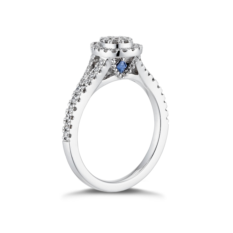 Vera Wang Platinum 0.69ct Total Diamond Princess Halo Ring
