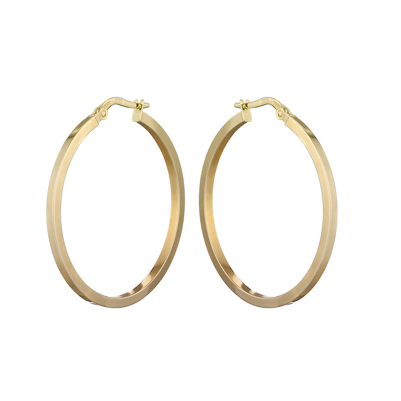 9ct Yellow Gold 30mm Hoop Squared Earrings