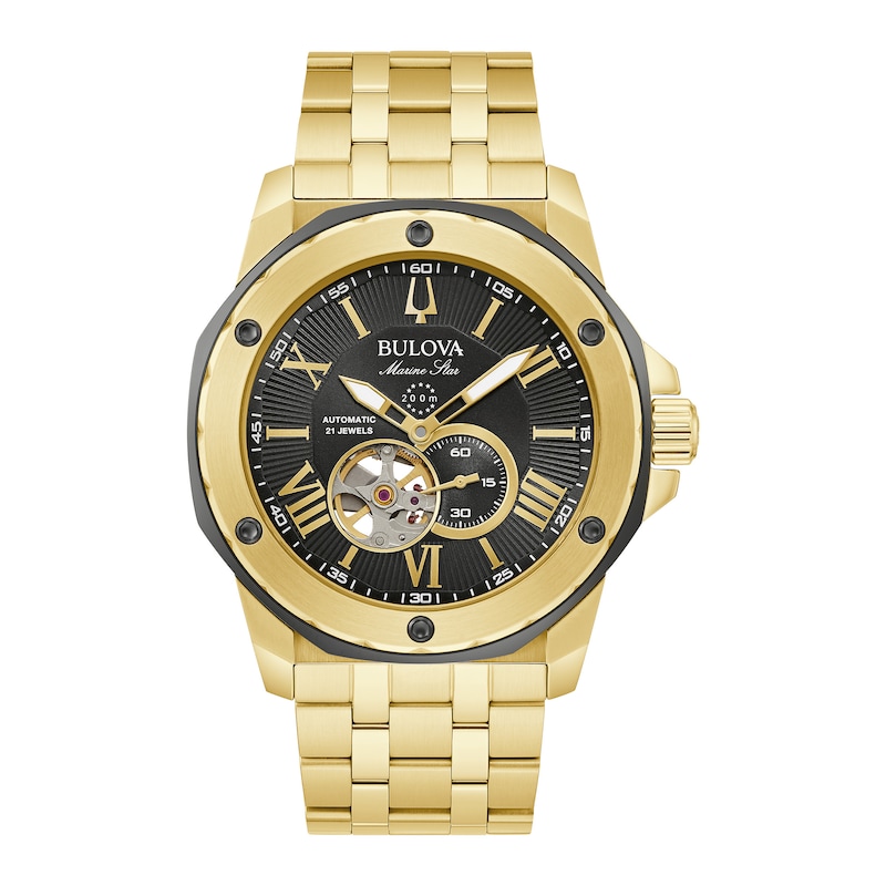 Bulova Marine Star Men's Yellow Gold-Tone Bracelet Watch