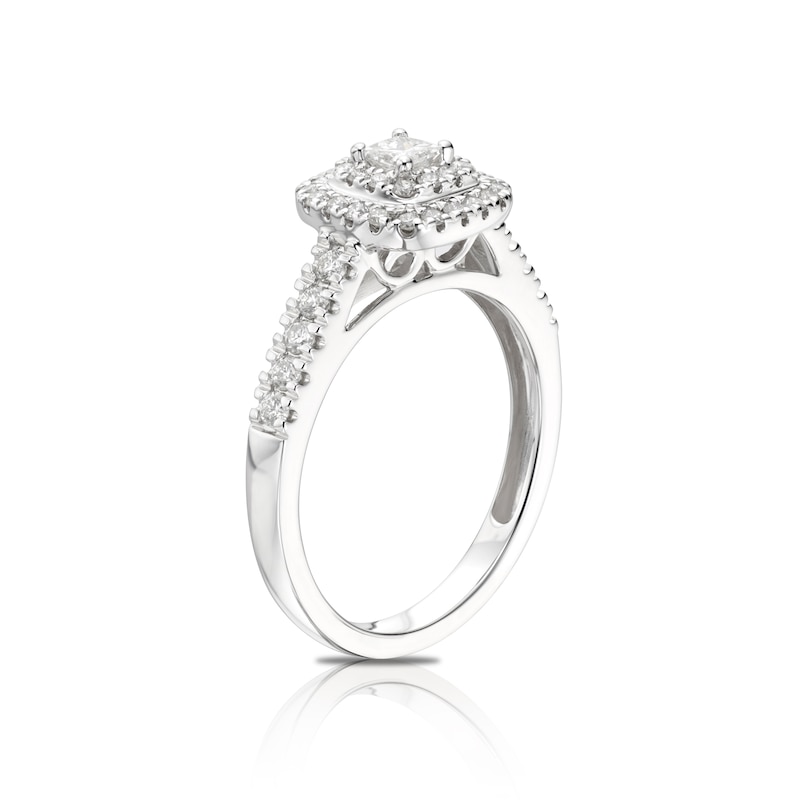 18ct White Gold 0.50ct Diamond Princess Halo Ring