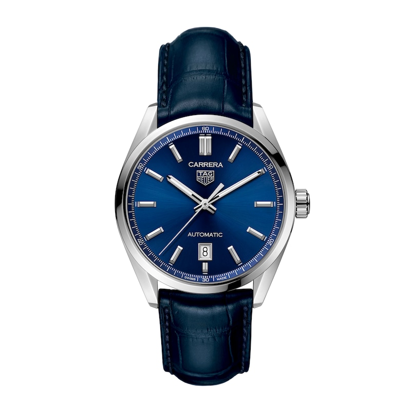 TAG Heuer Carrera 39mm Men's Blue Leather Watch