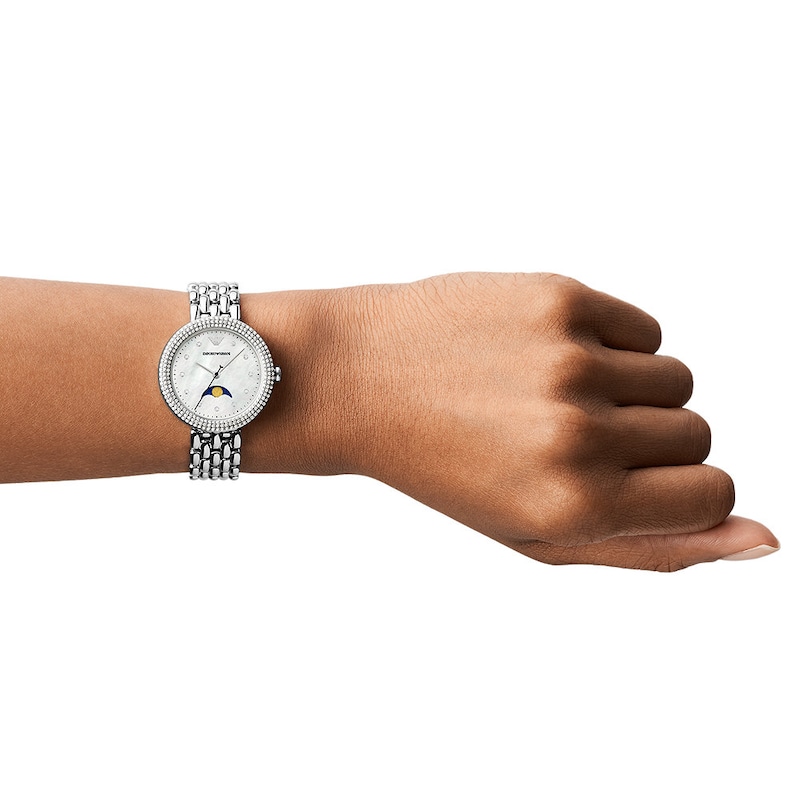 Emporio Armani Ladies' Moonphase Stainless Steel Bracelet Watch