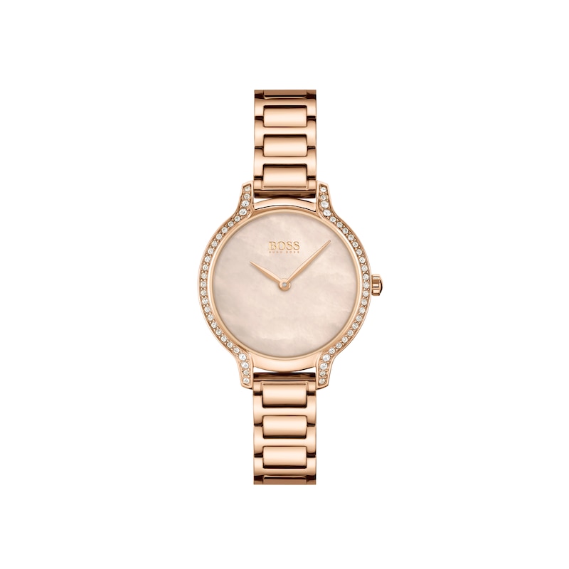 BOSS Gala Ladies' Crystal & Rose Gold-Tone Bracelet Watch