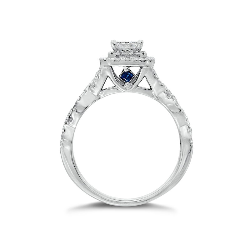 Vera Wang  Platinum 0.95ct Total Diamond Princess Halo Ring