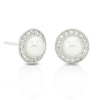Thumbnail Image 1 of 9ct White Gold Cultured Freshwater Pearl & Diamond Halo Earrings