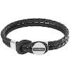 Thumbnail Image 0 of Emporio Armani Men's Stainless Steel Black Leather 7 Inch Bracelet