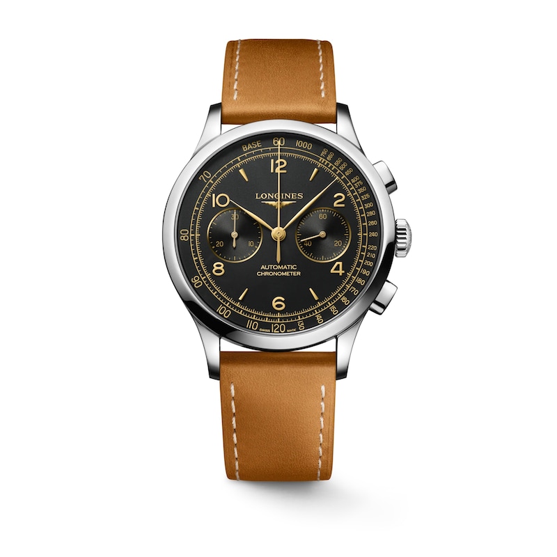 Longines Record Men's Brown Leather Strap Watch