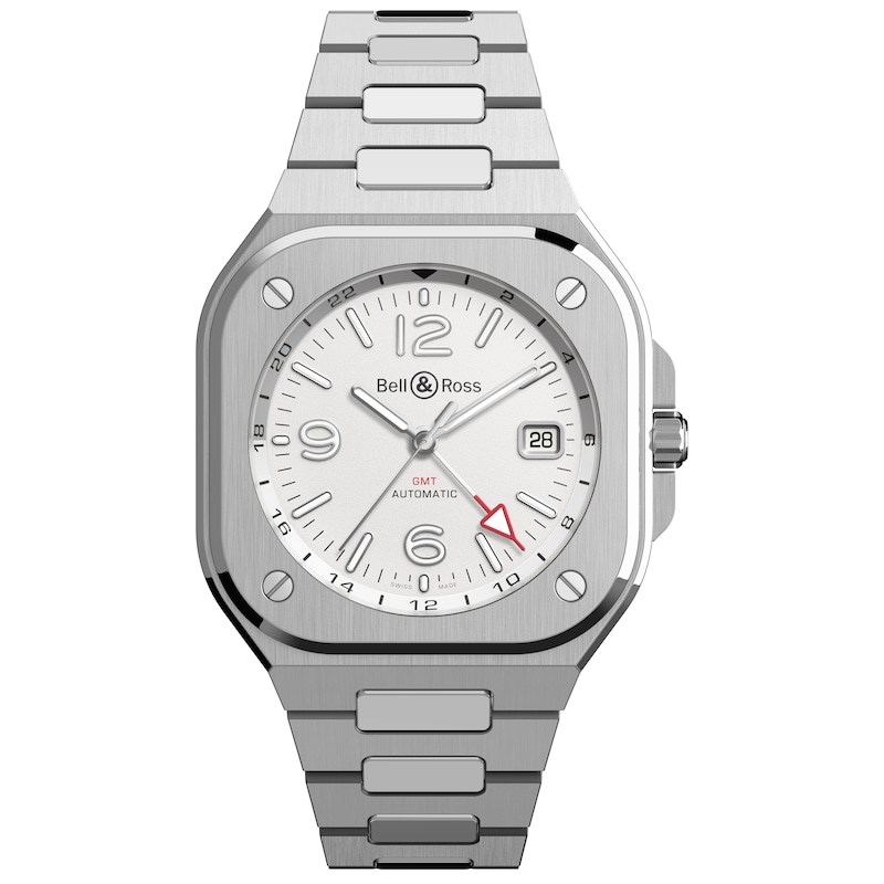 Bell & Ross BR 05 GMT Men's White Dial & Stainless Steel Watch