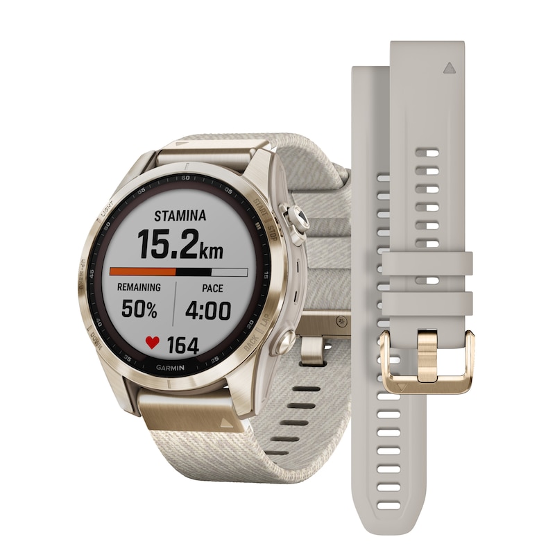 Garmin Fenix 7S Solar Cream Silicone Strap Smartwatch