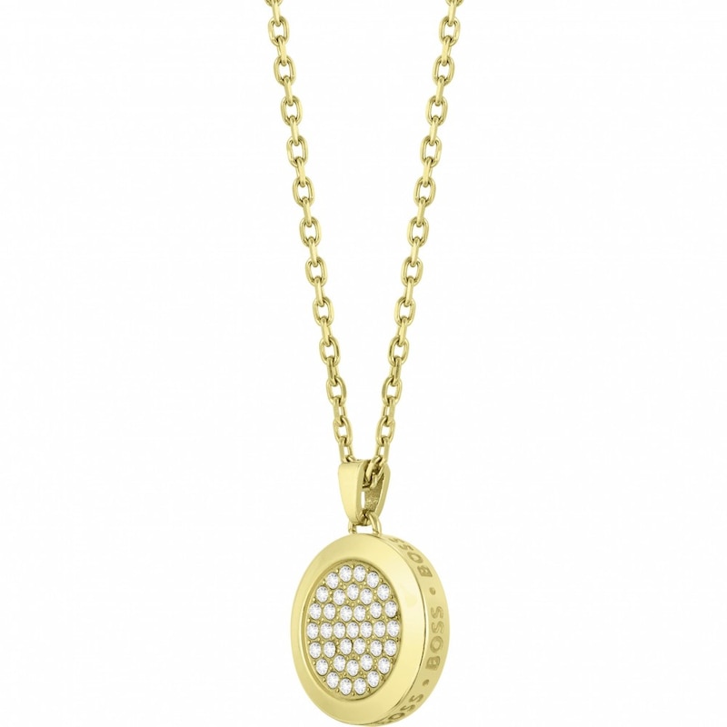 BOSS Medallion Ladies' Yellow Gold-Tone Necklace & Earrings