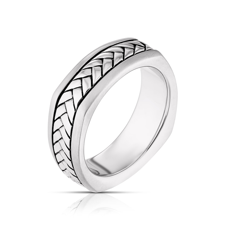 Sterling Silver 925 Men's Woven Pattern Ring